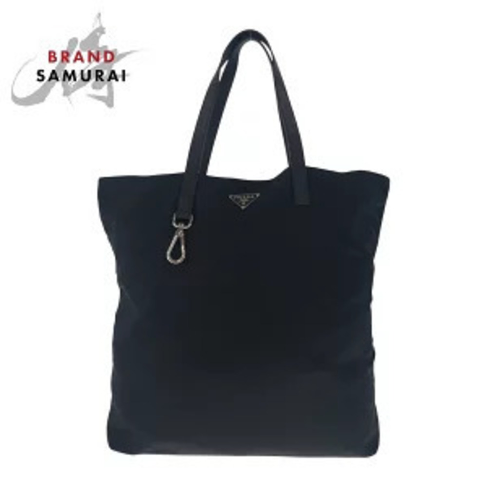 Prada Tessuto Saffiano leather tote bag shoulder black triangular plate